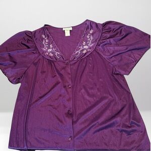 Vintage Purple Embroidered Pajama Blouse by Kelly Reed